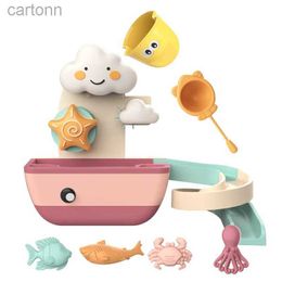 Bath Toys Baby Bath Toy Shower Spray Play Waterwheel Fishing Game Cartoon Cloud Swimming Pool Bath Early Educational Toys For Kids Gift 240413