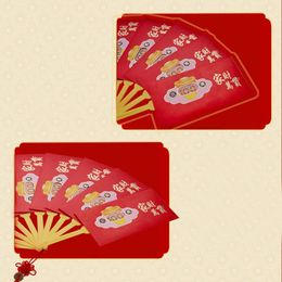 New Creative Lucky Money Best Wish Exquisite Blessing Pockets Fan Shape Money Pockets Spring Festival New Year Red Envelope
