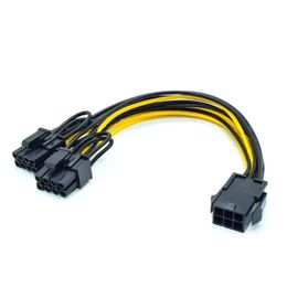 new 6-pin PCI Express To 2 X PCIE 8 (6+2) Pin Dual 8 Pin Motherboard Graphics Video Card PCI GPU VGA Splitter Hub Power Cable Cord for