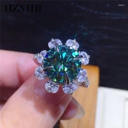 Cluster Rings 925 Sterling Silver 5 Perfect Cut Pass Diamond Brilliant Green Moissanite Wedding Snowflake Ring Women Jewellery