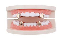 Fantasticdreamer Single Fangs Teeth Grillz 4 Colour Smooth Silver Gold Rose Gold Colour Grillz Teeth Cheap Teeth Set Hip Hop Men Jew6558657