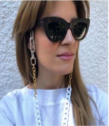 Eyeglasses Chain White Acrylic Meterial wiith Gold Colour Plated Silicone Loops Eyewear Retainer Sunglasses accessory for Women Nec3300979