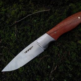 TONIFE Farmer Full Tang Fixed Blade Hunting Knife with Natural Rosewood Handle and Leather Sheath