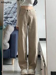 Women's Jeans Baggy Women Khaki Wide Leg Streetwear Vintage High Waisted Casual Korean Style Mujer Trousers Daily Harajuku Full Length