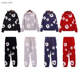 Mens Hoodies brand denim teers hoodie Sweatsuit Sweatpants Kapok denim Floral Covered Print Jogger Tracksuit Designer Hoodie Vintage Sportwear Sweatshirt