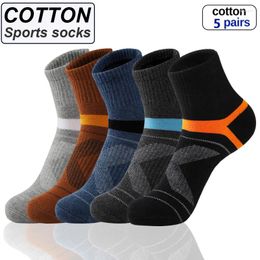 Men's Socks 5 Pairs Cotton Breathable Comfortable Mid Calf Sweat And Odour Absorbent Sports Basketball