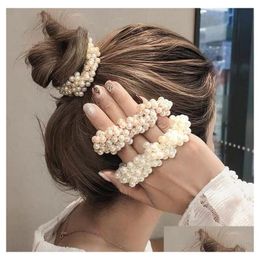 Hair Rubber Bands New Woman Elegant Pearl Ties Beads Girls Scrunchies Ponytail Holders Accessories Soft Elastic Band Drop Delivery Je Dhavp