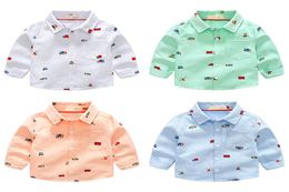 2018 New Arrival Enfant Boys Girls Shirts Cute Cars Pattern Cotton Children Clothes Long Sleeve Kids Blouses Boys Girls Shirt9827126