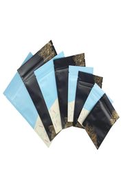 Assorted Size Foil Mylar Double Sided Matte BlackBlue With Printing Flat Zip Lock Pouch Bag With Tear Notch6454607