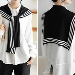 Scarves Blouse Shoulders Fake Collar Knitted Shawl Cape Solid Colour Stripe White Decor Black Scarf Sunscreen Clothes Kni Y1W0