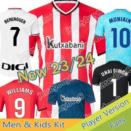 2024 Bilbao Soccer Jerseys Athletic Kids Kit Anniversary Footbnall Shirt 23 24 Club Home Away red blue White Full Kit 2023 Player Version Third KG WILLIAMS RAUL GARCIA