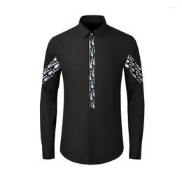 Men's Casual Shirts Letter Printed Sleeve Placket With Elastic High-density Long Staple Cotton For Comfortable And Breathable Shirt