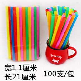 Disposable Cups Straws 100pcs Colourful Large Drinking For Milk Tea Boba Milkshake Juice Shop Smoothie Slushie Bar Accessories