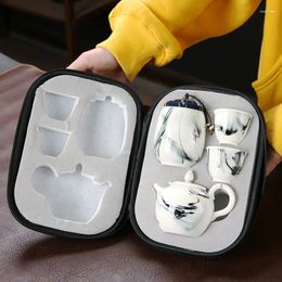 Teaware Sets White Porcelain Quick Cup One Pot Two Cups Outdoor Travel Tea Set Portable Bag High-End Office Gift Ceramic