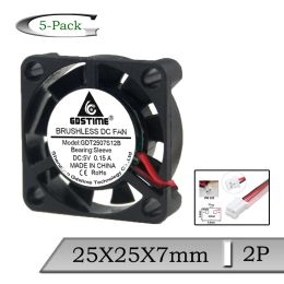 Cooling 5PCS Gdstime DC 5V 25mm 25x25x7mm 2.5cm 9 Blades DC Mini Cooling Fan 2Pin 2507 Brushless Cooler Fan