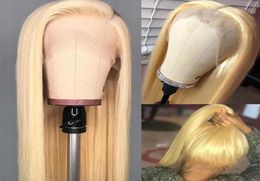613 Blond Lace Front Human Hair Wig 150% Density 26 Inch Blonde Brazilian Remy Straight Wig for Black Women Baby Hair 150% Remy5725366