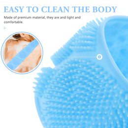 Silicone Back Scrubber 1Pcs Scrubber Exfoliating Loofah Bath Towel for Dead Skin Removal Bathroom Shower Accessory ( Blue )