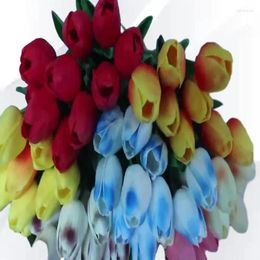 Decorative Flowers Mini Spring Tulip Artificial Flower Wedding Party Home Bouquet