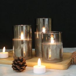 3Pcs/set LED Candle Light Electronic Battery Flickering Fake Tealight with Remote Control Timer for Christmas Wedding