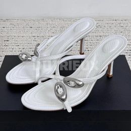 Slippers Female Summer Round Head Peep Toe Snake Skin Material Cross Belt Design Noble Luxury Ladies Home Shoes