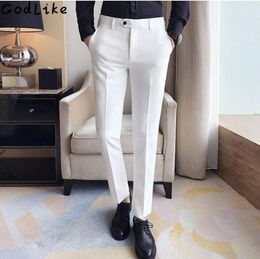 2017 autumn Business Mens Formal White Suit Pants Cotton Anti WrinklePocket Wedding Bride groom male Business Casual Trousers6606835