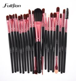 Fulljion 20Pcs Rose Black Makeup Brushes Set Pro Powder Foundation Eyeshadow Eyeliner Lip Blush Cosmetic Beauty Make up Brush7431920