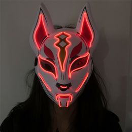 Halloween Glowing Face Mask LED Fox Mask For Men Women Game Theme Mask Cosplay Party Carnival Costume Half Face Prop Accessor