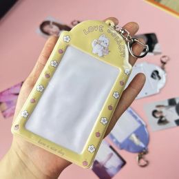 3 Inch Butterfly Love Photocard Holder Keychain Kpop Idol Photo Sleeve ID Card Cover Student Girl Bag Pendants Korean Stationery