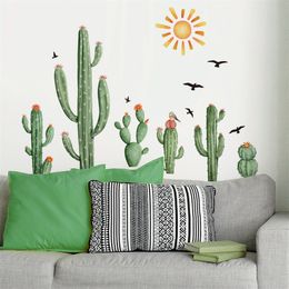 Nordic Style Cactus Wall Sticker For Living Room Home Decor Tropical Plant Succulent Wall Decal Children Bedroom Plant Wallpaper