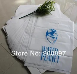 Storage Bags Personal Print Plastic Bag Punch Handle For Clothes Or Cosmetics White Black Gift Single Colour Logo 500pcs Min Order