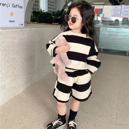 Clothing Sets Baby Girl Boy Cotton Striped Clothes Set Hoodie And Shorts 2pcs Infant Toddler Child Tracksuit Spring Autumn Summer 1-7Y