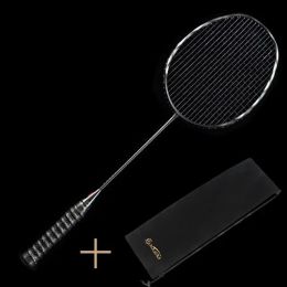 Badminton Rackets 1Pcs Tralight Racket Carbon Racquet Fibre Grips Offensive Defensive Training With Bag Drop Delivery Sports Outdoors Dhkx4