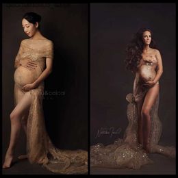 Maternity Dresses Tulle Bronzing perspective maternity photography dress suitable for taking photos of baby showers dresses and long bags Q240413