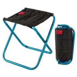 Outdoor Aluminium Alloy Portable Folding Picnic Camping Stool MIni Storage Fishing Chair Ultralight Furniture 240409
