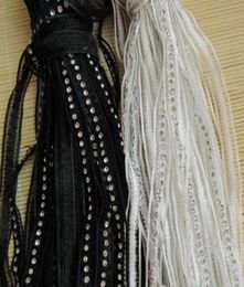 13mm Vintage White and Black Diamond Embroidered Lace Ribbon Fabric Handmade DIY Wedding Dress Lace Trim Sewing Craft 10 yardsset3578371