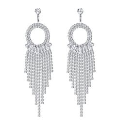 Charm Rhinestone Earrings Dangling Tassel Long Sparkly Sier Prom Party Wedding For Women amEBY3571065