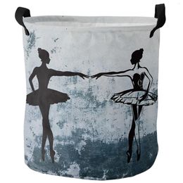 Laundry Bags Girl Ballet Dancer Wall Foldable Basket Large Capacity Hamper Clothes Storage Organiser Kid Toy Bag