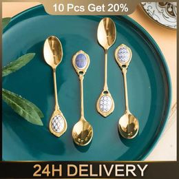 Spoons Dessert Spoon Warm And Moist Color Brief Creative Tableware Mixing Non Fading Light Luxury Style Coffee Ladle