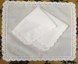 Set of 12 Home Textiles Wedding Handkerchief 3030CM Cotton Ladies Hankies Adults Women Hanky Party Gifts Embroidered Crochet Lace29402764