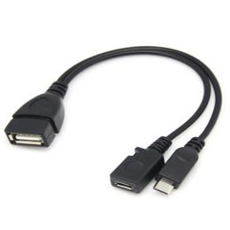 2 in 1 OTG Micro USB -Wirt -Power Y Splitter USB -Adapter an Micro 5 Pin Männliches weibliches Kabel