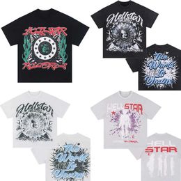Mens T-Shirts Hellstar Cotton T-shirt Black Men Women Designer Clothes Cartoon Graphic Punk Rock Tops Summer High Street Streetwear J230807 sho