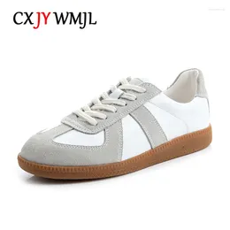 Casual Shoes CXJYWMJL Genuine Leather Women Sneakers Spring Flats Vulcanised Ladies Autumn Small White Skate Sports Summer