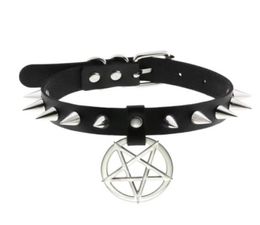 Spike Punk Choker Collar For Girl Goth Pentagram Necklace Emo Neck Strap Cosplay Chocker Gothic Accessories6705691