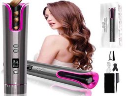 Nxy Curling Irons Professional Hair Tools Portable Wireless Automatic Curling Iron Curler Usb Rechargeable with Lcd Display for Wo9520410