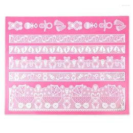 Baking Moulds Baby Carriage Lace Silicone Mould Cake Border Decorative DIY Tools K483