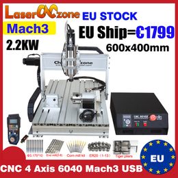 CNC 6040 4 AXIS 2.2KW Router Engraving Machine MACH3 USB 2200W Milling Drilling Cutter Engraver for Wood Working Machine EU Ship