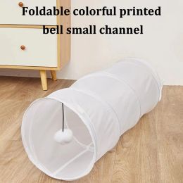1PC Two-way Retractable Cat Tunnel Toy Cat Interactive Self Hi Ring Paper Foldable Bell Single Layer ( Random Color)
