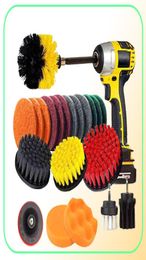22PcsSet Electric Drill Brush Scrub Pads Kit Power Scrubber Cleaning Kit Cleaning Brush Scouring Pad for Carpet Glass Car Clean 27867303