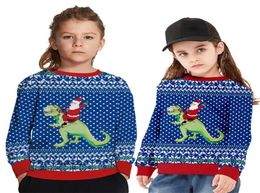 2020 Popular Christmas Dinosaur Digital Print Parentchild Casual Sweater European And American Large Sports Baseball Uniform5872269