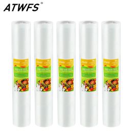 Machine ATWFS 5 Rolls/lot Vacuum Sealer Bag Packaging Sealing Machine Packer Container Packing Bags for Food Saver 12/17/20/25/28*500cm